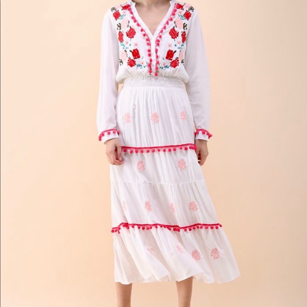Chicwish Stay Romance Embroidered Maxi Dress